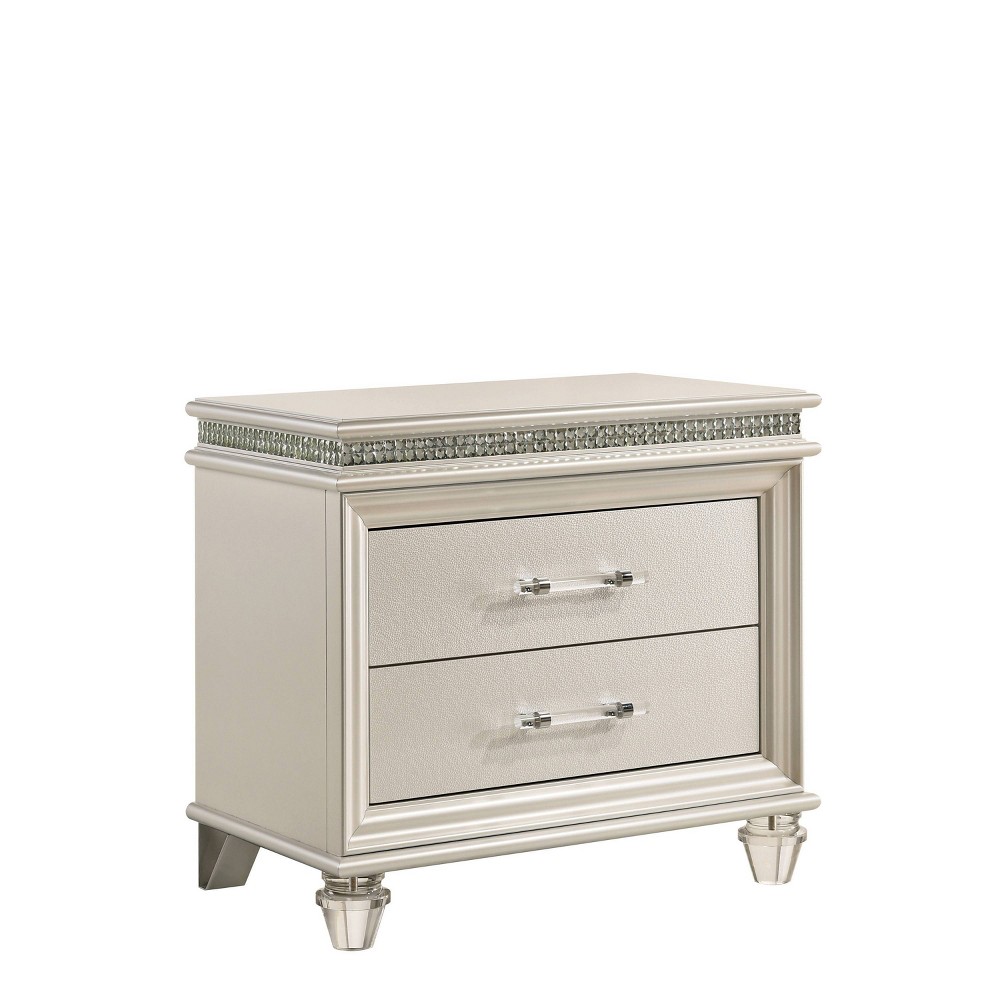 Photos - Storage Сabinet Granite 2 Drawer Nightstand Pearl White - HOMES: Inside + Out