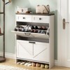 Shoe Storage Cabinet, Narrow Freestanding Slim Shoe Cabinet with 2 Flip Drawers & 2 Drawers, Hidden Shoe Storage for Entryway - 4 of 4