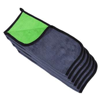 Unique Bargains 600GSM Highly Absorbent Microfibre Car Drying Towel 15.75"x15.75" Gray Green 6 Pcs