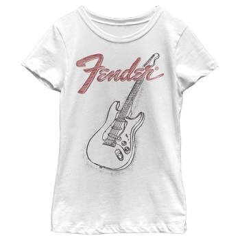 Boy's Fender Guitar Flag Logo T-shirt - White - Large : Target
