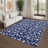 Washable Area Rug, Modern Floral Soft Thin Non Slip Carpet for Living Room, Bedroom, or Farmhouse Office - 3 of 4