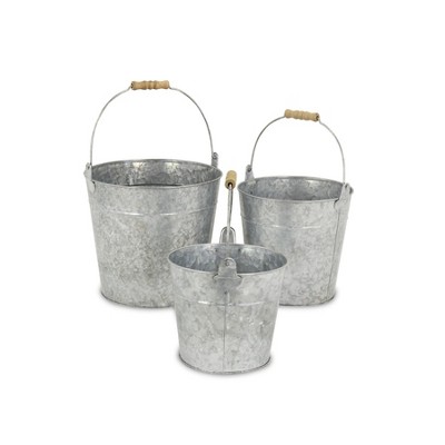 Cheung's Pina Set of 3 Galvanized Metal Buckets