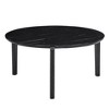 CAVINAS Coffee Tables for Living Room Modern Round Coffee Table Unique Solid Wood Center Table with Imitation Marble Tabletop, Office - 4 of 4