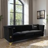 82.67" Velvet Chesterfield 3-Seater Sofa with Gold Legs & Pillows - 3 of 4