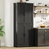 70" Tall White Pantry Cabinet, 4-Door Freestanding Storage Cupboard with Adjustable Shelves - 3 of 4