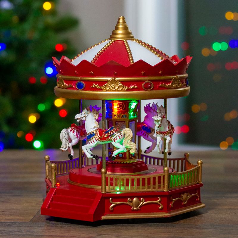 Northlight LED Lighted Animated and Musical Carousel Christmas Village Display - 9.25", 3 of 8