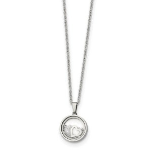 Black Bow Jewelry Stainless Steel & Crystal 12mm Round Floating Heart Necklace, 16-18 In - 1 of 4