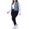 Agnes Orinda Women's Plus Size Trucker Zipper Front Sleeveless Sport Crop Denim Vests - 3 of 4