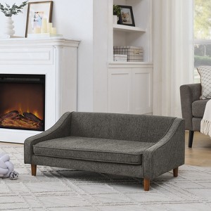 VisioGear Elevated Dog Sofa Bed, Pet Sofa with Irregular Armrest Design, Comfortable Soft Sofa for Dog, Dark Grey, 38"*22"*16" - 1 of 4