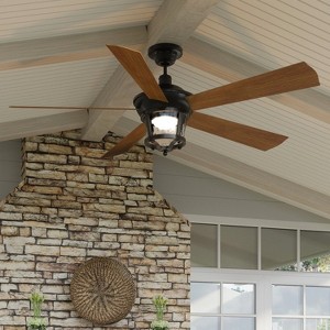 Urban Ambiance Luxury Modern Farmhouse Indoor or Outdoor Ceiling Fan,  19.5"H x 52"W,  Olde Bronze, UHP9180 - 1 of 4