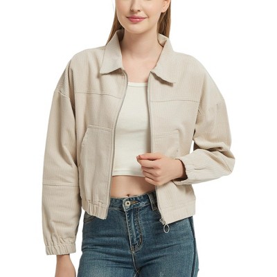 Anna-Kaci Women's Long Sleeve Corduroy Short Jacket Outerwear for Casual Looks