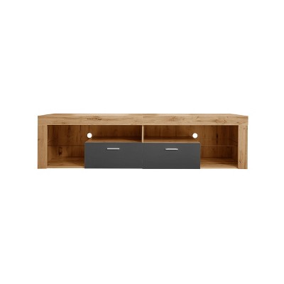 NicBex TV Stands for Living Room,Modern Entertainment Center with Cabinets and Open Shelves,TV Console for Living Room, Bedroom, Home,Natural