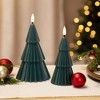 Northlight Ribbed Flickering LED Flameless Christmas Tree Wax Candles - 6" - Green - Set of 2 - 2 of 4