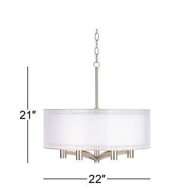 Brushed Nickel Double Drum Shade Pendant Chandelier