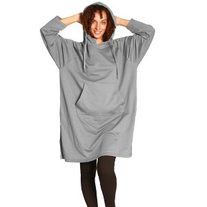 Catalonia Women’s Hoodie Sweatshirt Dress, Casual ¾ Sleeves Pullover Sweater with Kangaroo Pocket, Womens Summer Tops, One Size - 1 of 4