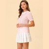 INSPIRE CHIC Women's Peter Pan Collar Contrast Color Trim Gingham Button Up Shirt - 3 of 4