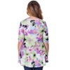 24seven Comfort Apparel Womens Pastel Color Floral Elbow Sleeve V Neck Henley Tunic Top - 3 of 4