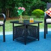 3pc Patio Conversation Set with Wicker Rattan Chairs with Cushions & Square Table with Umbrella Hole - Captiva Designs - 2 of 4