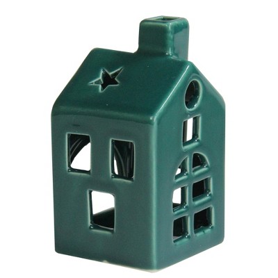 Northlight 4.5 Dark Green Tea Light House Mini Flameless Christmas Candle Holder