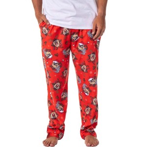 Looney Tunes Mens' Christmas Character Tasmanian Devil Sleep Pajama Pants Red - 1 of 4