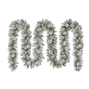 Puleo 20' Flocked Spruce Christmas Artificial Garland: Green PVC Faux Floral, Indoor/Outdoor - 1 of 4