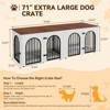 71" Dog Crate Furniture ,2 Dogs Kennel with Double Doors, Wooden Dog Crates Furniture TV Stand with Divider, Large Double Dog Crate End Table - 3 of 4