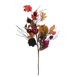 Transpac Harvest Fall Fabric Multicolor Artificial Leaf Spray, 28 inch. - 1 of 3