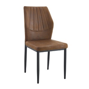 Gulches Brown Black Shell Pattern Fabric Dining Chair Set of 4 Curved Back 37 inch High Ergonomic Tech Cushion Adjustable Feet Kitchen Room - 1 of 4