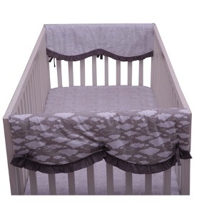 Bacati - Clouds in the City White/Gray set of 2 Small Side Crib Rail Guard Covers - 1 of 4
