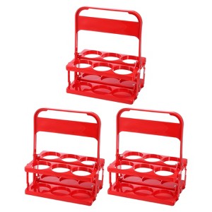 Unique Bargains 6 Cups Foldable Reusable Plastic Drink Carrier with Handle - 1 of 4