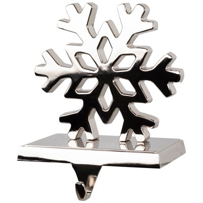 Silver Snowflake Metal Christmas Stocking Holder - 5"