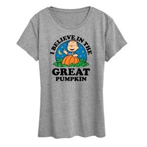 Women's - Peanuts - I Believe In The Great Pumpkin Short Sleeve Graphic T-Shirt - 1 of 4