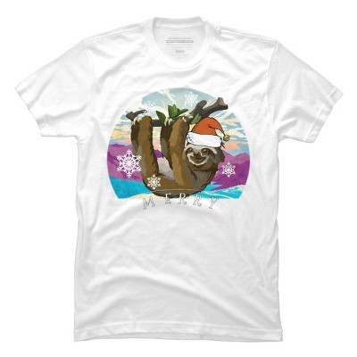 Men's Design By Humans Merry Slothmas - Funny Christmas Pajama for Sloth LoversÂ By TELO213 T-Shirt