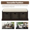 PAGED Rustic Storage Bench with 3 Removable Classic Rattan Basket, Linen Blend Ottoman with Storage & Removable Cushion, Entryway Bench -No Assembly - 4 of 4