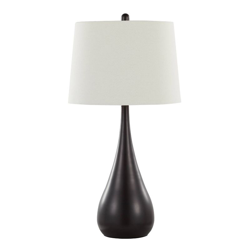 LumiSource (Set of 2) Pebble 29&#34; Contemporary Metal Table Lamps Oil Rubbed Bronze with White Linen Shade from Grandview Gallery, 2 of 7