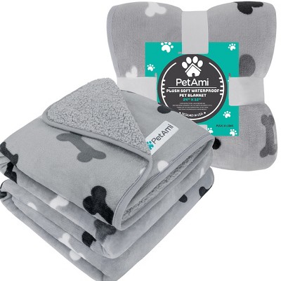 Small Gray Waterproof Sherpa Fleece Dog Blanket