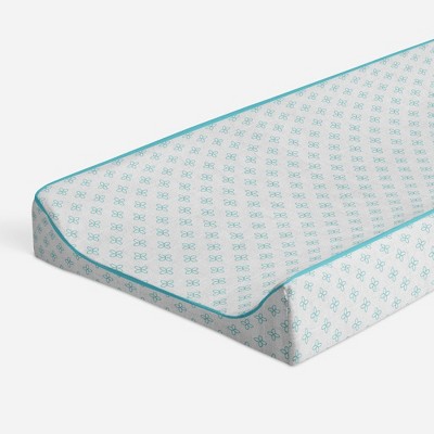 Bacati - Petals Quilted Muslin Changing Pad Cover Aqua