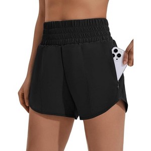 PINSPARK Quick Dry Running Shorts for Woman High Waist Athletic Workout Gym Short Elastic Stretch Mesh Panty Liner with 2 Utility Pockets - 1 of 4