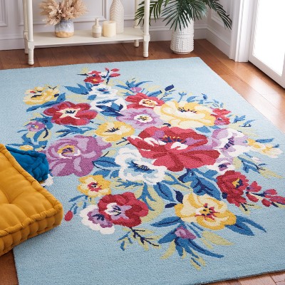 Chelsea Blue Floral Hand-Tufted Wool Area Rug