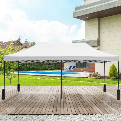 White Metal Rectangular Adjustable Pop-Up Canopy Tent