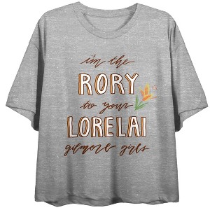 Gilmore Girls I'm the Rory to Your Lorelei Women's Gray Heather Short Sleeve Crew Neck Crop Tee - 1 of 3