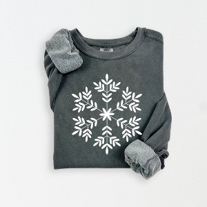 Simply Sage Market Women's Lightweight Garment Dyed Graphic Sweatshirt Giant Snowflake - 1 of 4