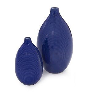 HomeRoots Set of Two Cobalt Ceramic Round Table Vases - 1 of 4