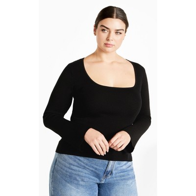 Women's Plus Size Brooklyn Sweater - black | CITY CHIC