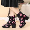 Allegra K Women's Printed Platform Round Toe Lace up Block Heel Combat Boots - 2 of 4