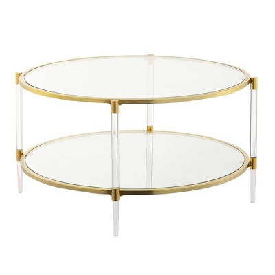 Royal Crest 2 Tier Acrylic Glass Coffee Table Clear/Gold - Breighton Home
