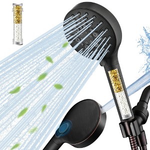 BRIGHT SHOWERS Filtered Shower Head with Handheld, High Pressure 9-Spray Showerhead with Hose and Adjustable Bracket - 1 of 4