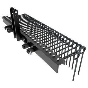Pine Straw Needle Rake, 3 Point Landscape Rake, Powder Coated Steel Spring Tow Behind Rakes, for Attach to Cat 0 Cat 1, Black - 1 of 4