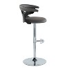 LumiSource Set of 2 Gardenia Adjustable Barstools Black Wood/Chrome Metal/Gray PU - 3 of 4