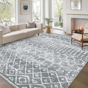 Modern Area Rugs Non-Slip Abstract Print Floor Mats, Non-Shedding Contemporary Accent Rugs, Soft Low Pile Indoor Carpet - 1 of 4